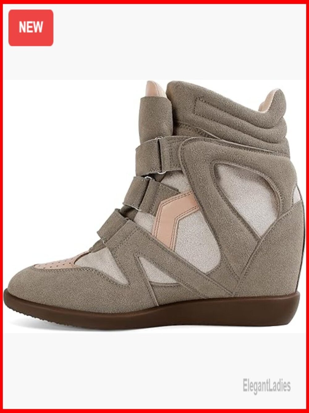 Wedge Sneakers Size 9.5 Faux Suede Hook Loop Casual Retro Fashion - Picture 1 of 7